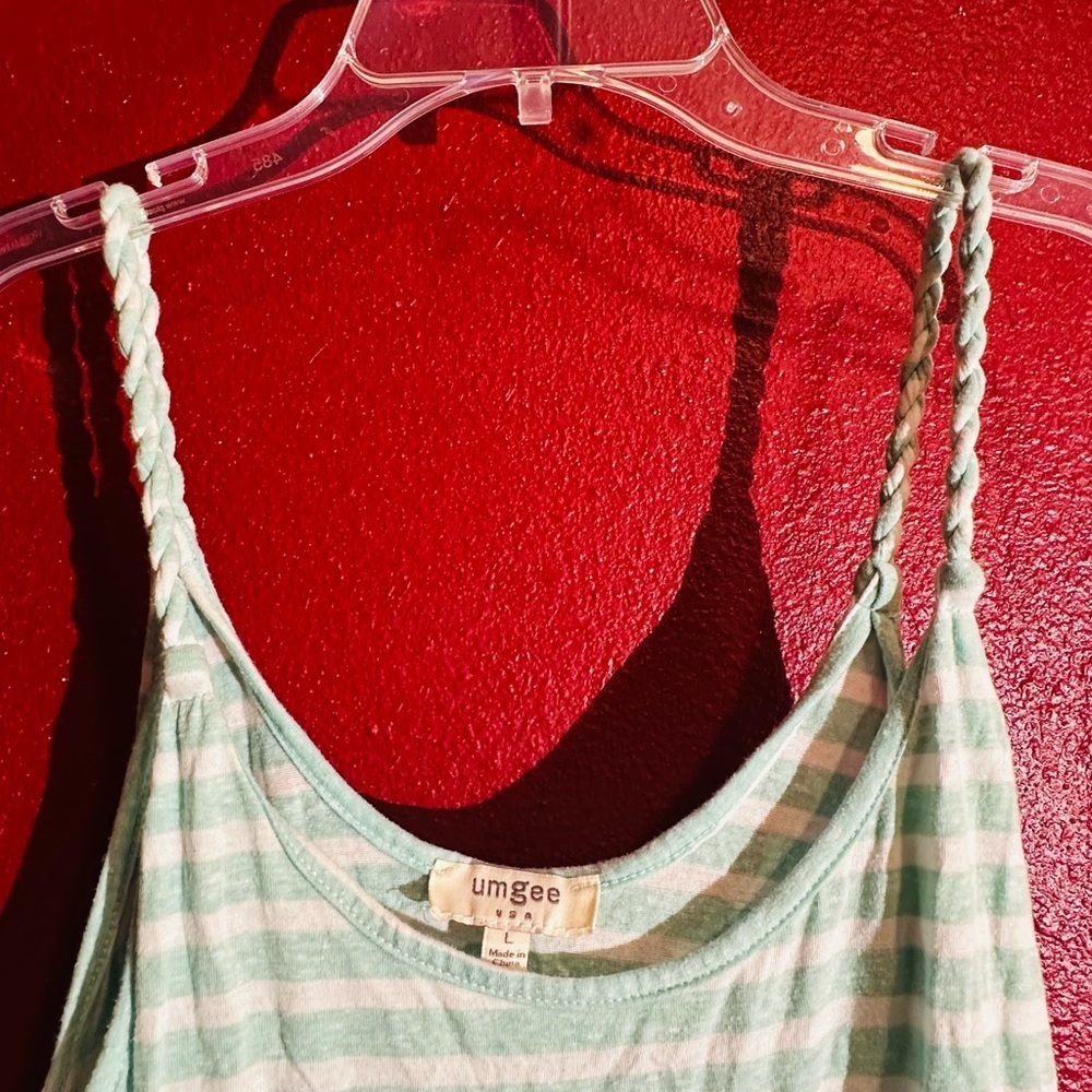 Umgee Green And White Dress, Size L - Picture 3 of 7